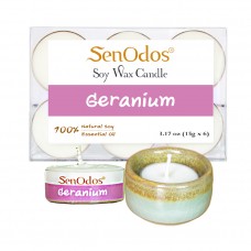 Tealight Set  Geranium  Soy Candles + Candle Holder Set